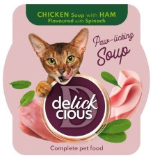 Delickcious (Делишес) Soup Chicken Ham для кошек суп c курицей и ветчиной 80 г