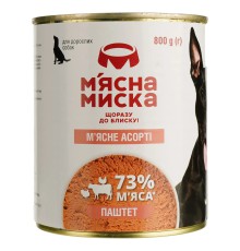 Влажный корм для собак Мясная миска паштет мясное ассорти 800 г