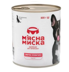 Влажный корм для собак Мясная Миска паштет мясной с говядиной 800 г