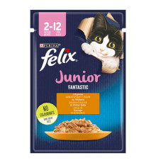 Вологий корм для кошенят Felix Fantastic Junior, з куркою, 26*85 г фото