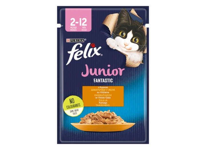 Влажный корм для котят Felix Fantastic Junior с курицей 26*85 г