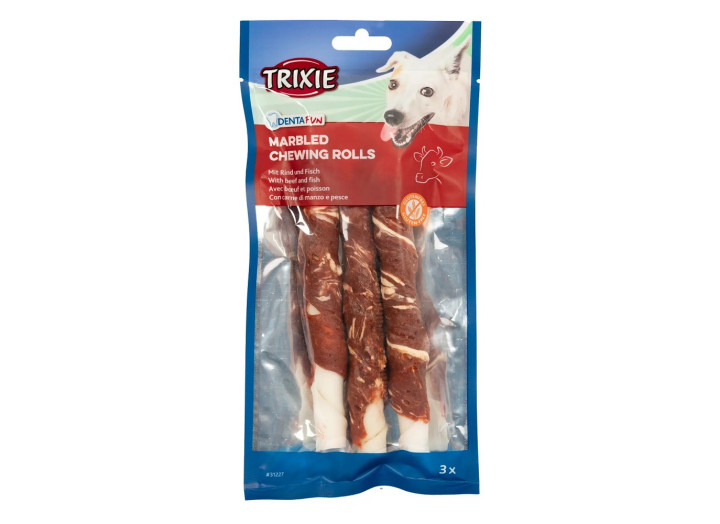 Лакомство для собак Trixie DENTAfun Палочка для чистки зубов, с мраморной говядиной, 17 см, 3 шт., 140 г (31227)