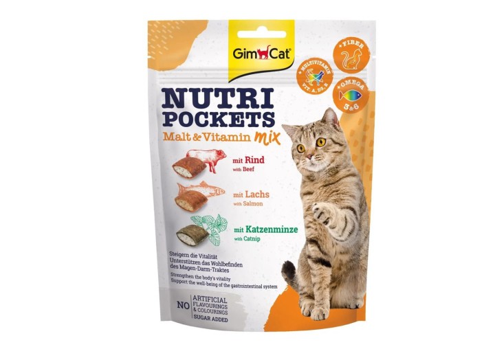 Лакомство для кошек GimCat Nutri Pockets Malt-Vitamin Mix, 150 г