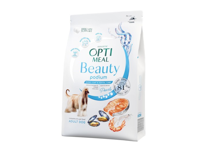 Optimeal Dog Beauty Podium для собак блискуча вовна та догляд за зубами з морепродуктів 10 кг