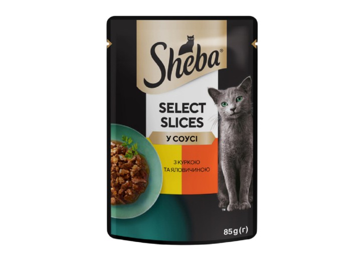 Sheba Slices для кішок з куркою та яловичиною в соусі 28х85 г