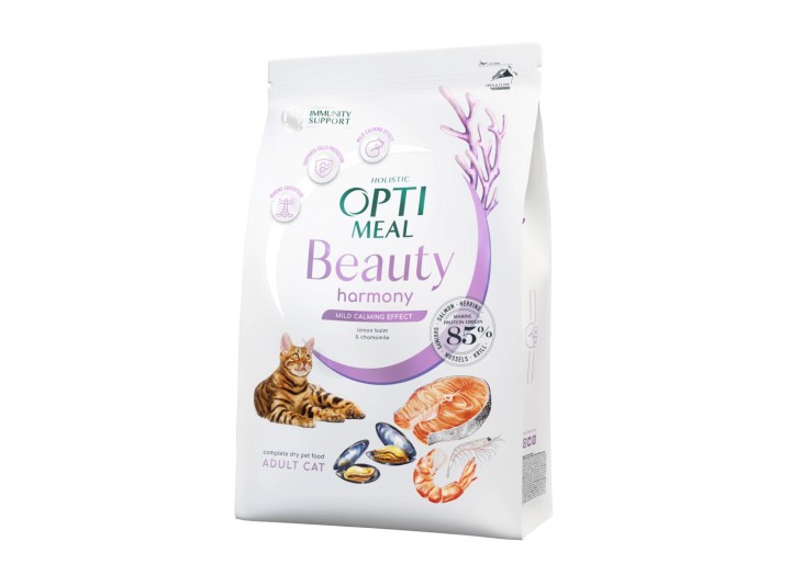 Optimeal Cat Beauty Harmony Calming м'який заспокійливий ефект для кішок з морепродуктів 1.5 кг