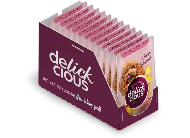 Delickcious (Делишес) пауч Dog Turkey Tropical Fruits для собак индейка тропические фрукты соус 80 г