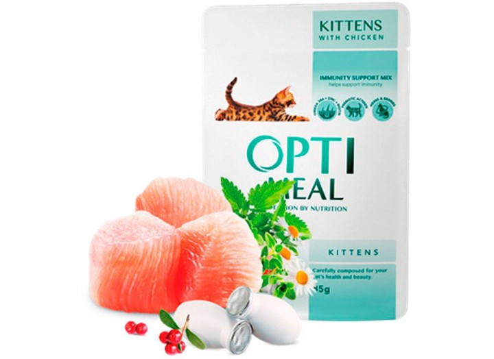 Optimeal Kitten з куркою для кошенят 85г набір (3+1) 340 г