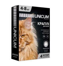 Краплі Unicum Рremium від бліх та кліщів для котів 4-8 кг (1піп)