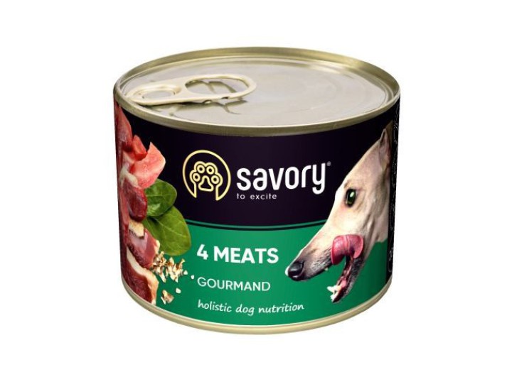 Savory Dog Gourmand 4 Meats для собак із чотирма видами м'яса 200 г