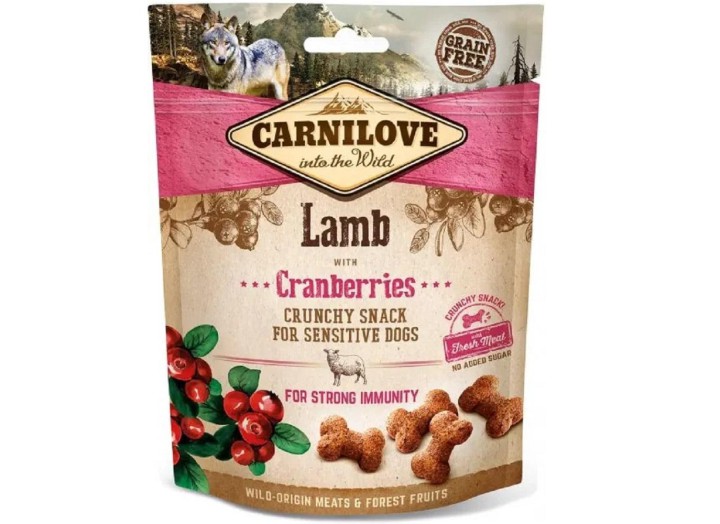 Ласощі для собак Carnilove Dog Crunchy Snack, ягня і журавлина, 200 г (100405/7250)