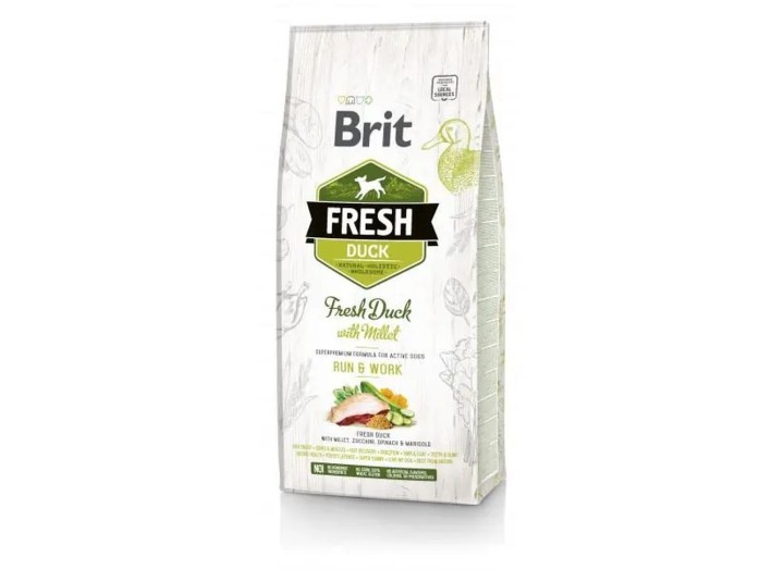 Brit Fresh Duck with Millet Run Work для собак с уткой 12 кг