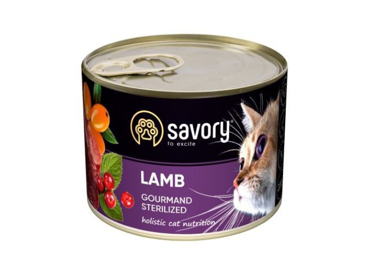 Savory Sterilised Lamb для стерилизованных кошек с ягненком 200 г