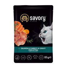 Влажный корм для котят Savory Kitten, лосось с морквой в соусе, 85 г