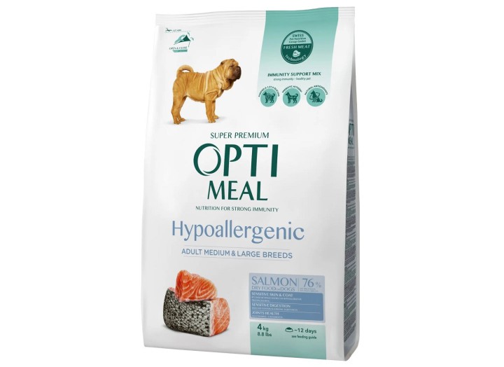 Optimeal Hypoallergenic Medium Large для собак средних и крупных пород с лососем 4 кг