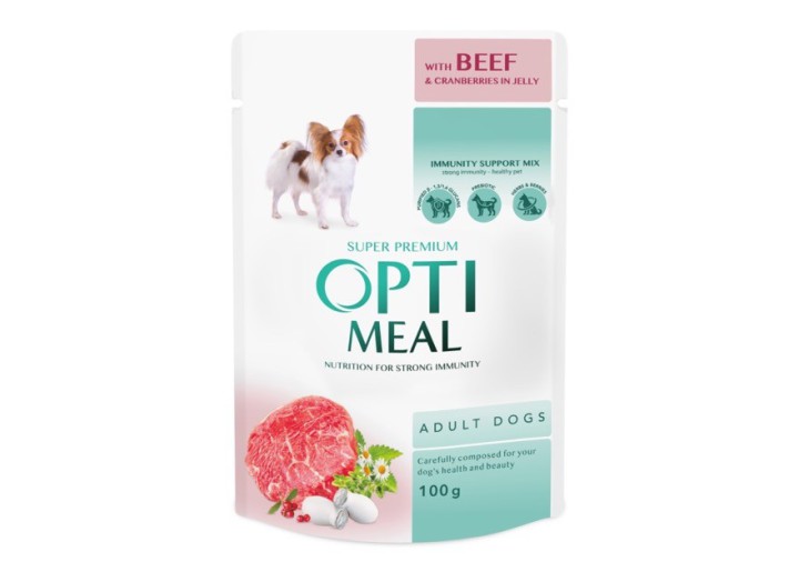 Optimeal Beef Cranberry in jelly для собак с говядиной и клюквой в желе 12x100г