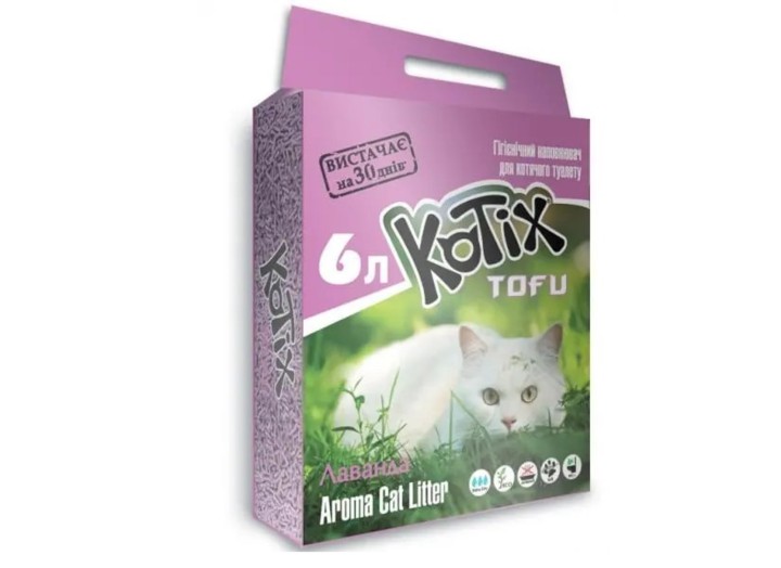 Наполнитель соевый Kotix Tofu Lavender Тофу для кошачьего туалета лаванда 6 л/2.6 кг