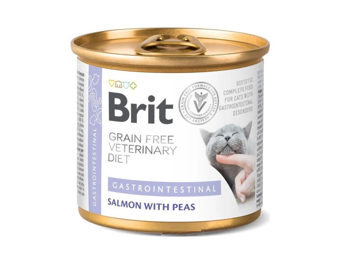 Brit VD Gastrointestinal Cat Cans для кішок з лососем та горохом 200 г