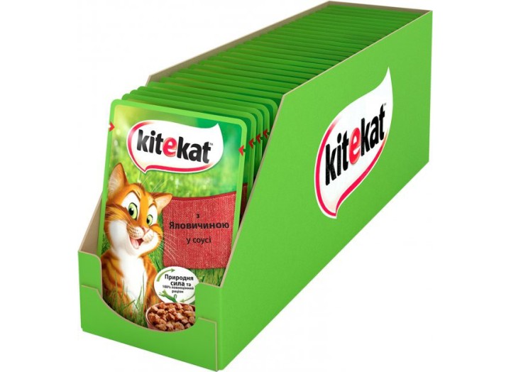 Kitekat пауч для кошек с говядиной в соусе 28*85 г