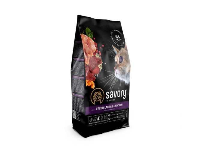 Savory Sterilised Lamb Chicken для стерилизованных кошек с ягненком 8 кг