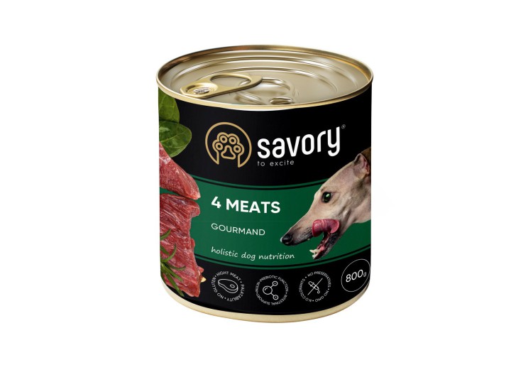 Savory Dog Gourmand 4 Meats для собак із чотирма видами м'яса 800 г