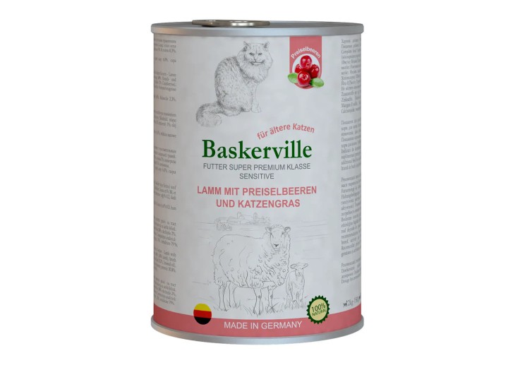 Baskerville Sensitive Lamm Mit Preiselbeeren для кошек ягненок, клюквой и мятой 400 г