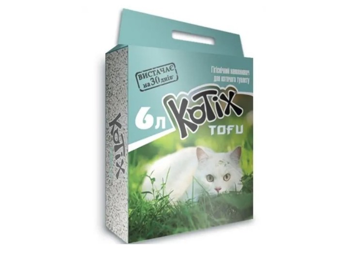 Наполнитель соевый Kotix Tofu Classic Тофу для кошачьего туалета классик 6 л/2.6 кг