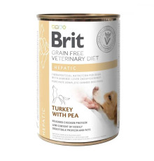Brit VD Hepatic Cans для собак при хронической печеночной недостаточности, с индейкой и горохом 400 г