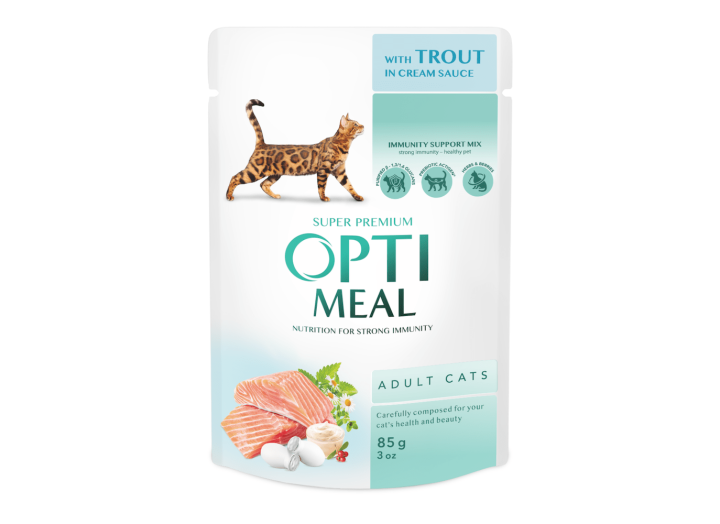 Optimeal Cats Trout Cream Sause с форелью в кремовом соусе для кошек 85 г