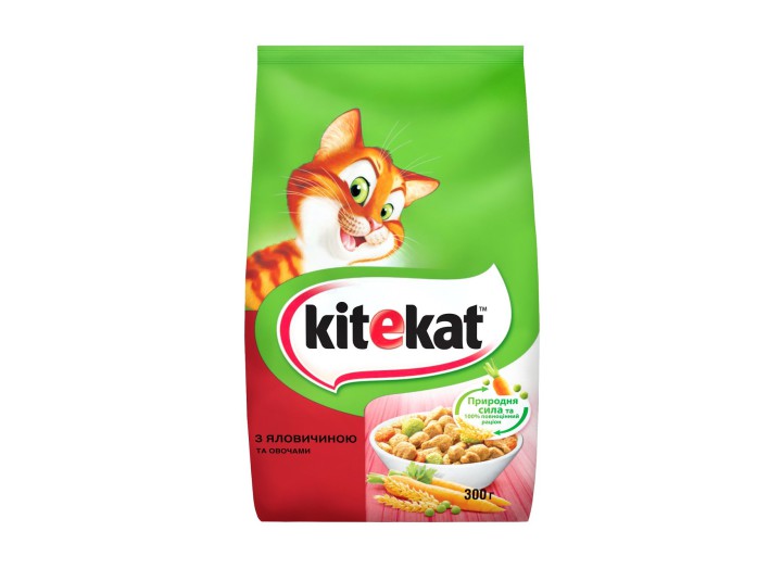 Kitekat для кошек с говядиной и овощами 300 г