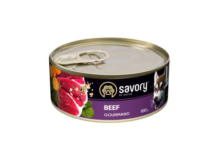 Savory Dog Gourmand Beef для собак з яловичиною 100 г