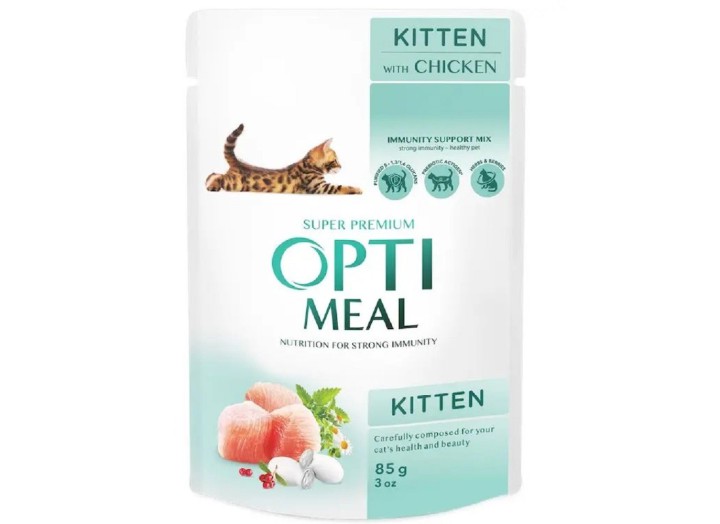 Optimeal Kitten Chicken с курицей для котят 12х85 г