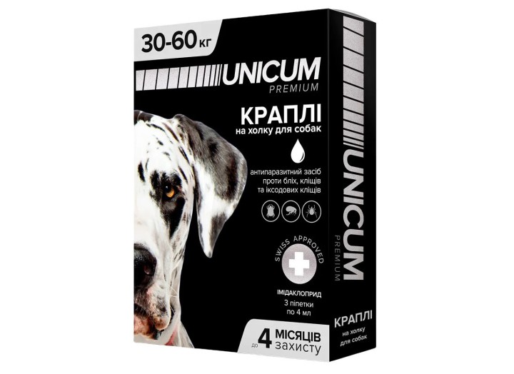 Капли Unicum Рremium от блох и клещей для собак 30-60 кг (1пип)