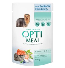 Optimeal Adult Dogs Salmon & Blueberries in cream sauce для собак з лососем 100г