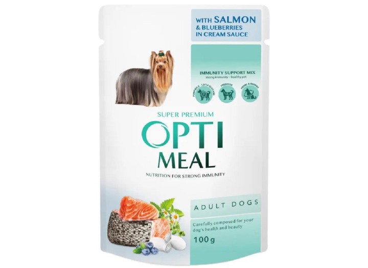 Optimeal Adult Dogs Salmon & Blueberries in cream sauce для собак с лососем 100г