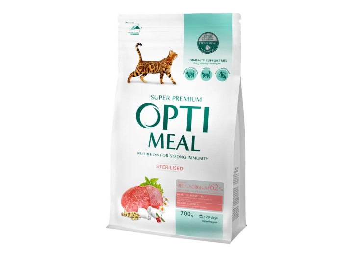 Optimeal Sterilised Beef Sorghum для стерилизованных кошек с говядиной 700 Г