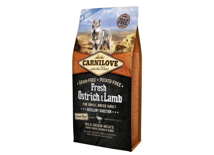 Carnilove Small Breed Ostrich Lamb для собак з м'ясом страуса та ягням 6 кг