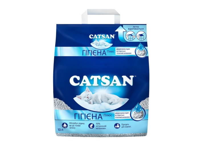 Наполнитель кварцевый Catsan Hygiene Plus для кошачьего туалета 10 л