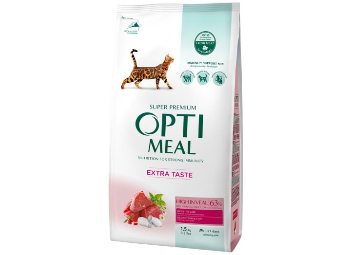 Optimeal Veal для кошек с высоким содержанием телятины 1.5 кг