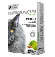 Краплі Unicum Organic від бліх та кліщів для котів (1піп)