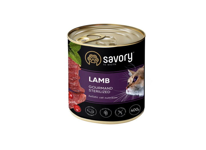 Savory Sterilised Lamb для стерилізованих кішок з ягням 400 г