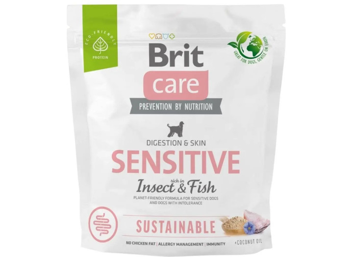 Brit Care Dog Sustainable Sensitive Fish с рыбой и насекомыми 1 кг