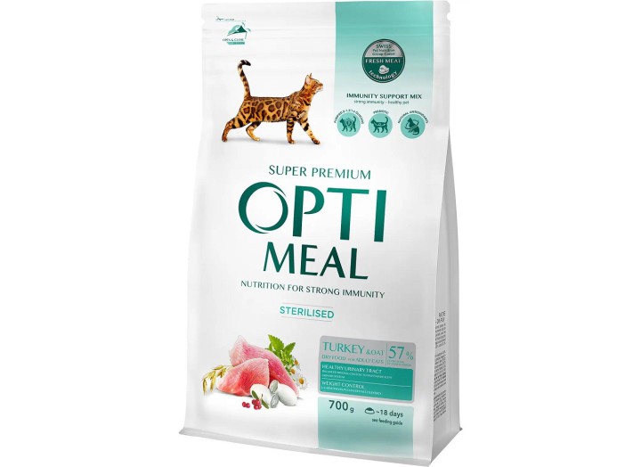 Optimeal Cat Sterilised Turkey для стерилизованных кошек с индейкой 700 г