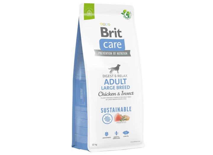 Brit Care Dog Sustainable Adult Large для собак крупных пород с курицей и насекомыми 12 кг