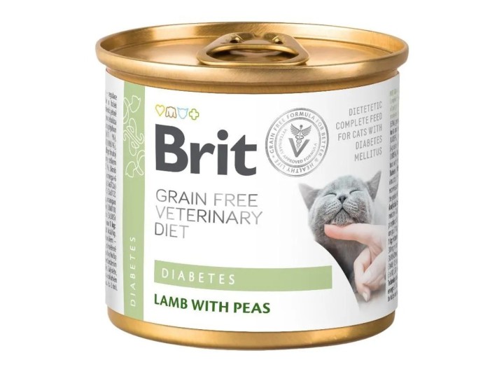 Brit VD Diabetes Cat Cans для кішок з ягням та горохом 200 г