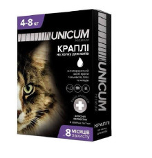 Капли Unicum Complex Premium от гельминтов, блох и клещей для котов 4-8 кг (1пип)