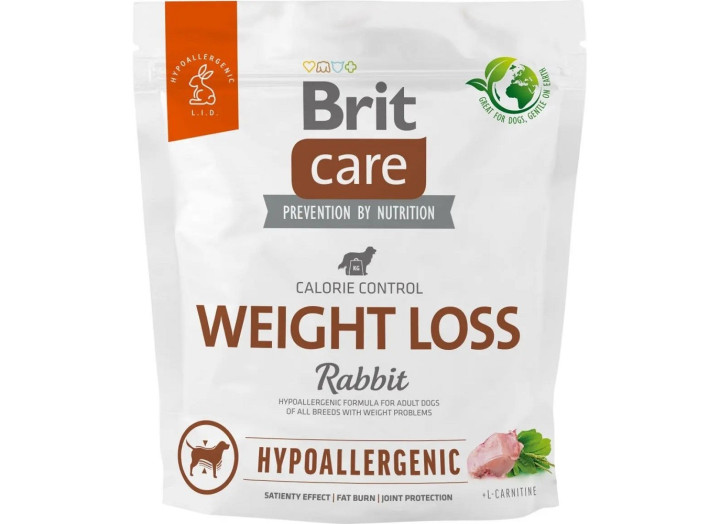 Brit Care Hypoallergenic Weight Loss Rabbit гипоаллергенный для собак с кроликом 1 кг