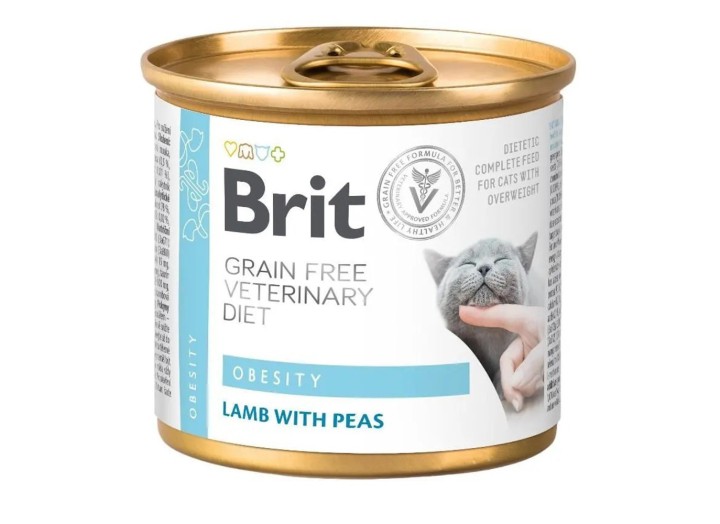 Brit VD Obesity Cat Cans для кішок з ягням та горохом 200 г