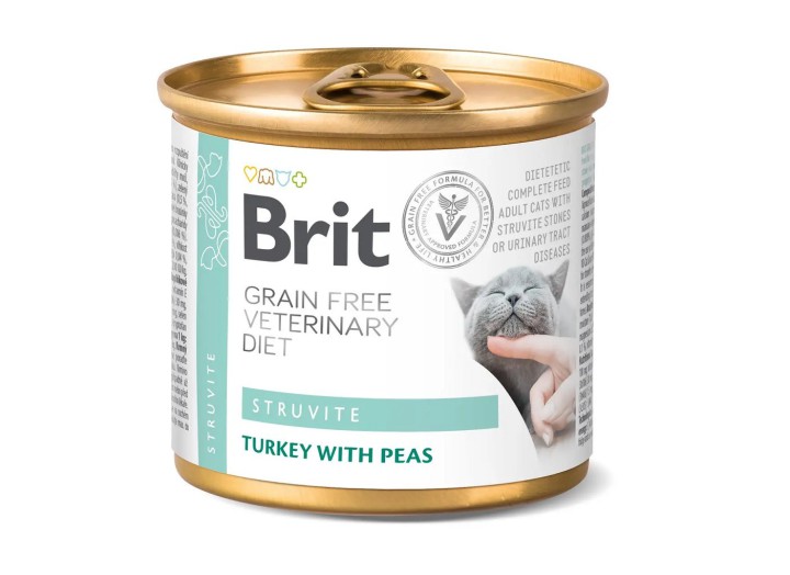 Brit VD Struvite Cat Cans для кошек с индейкой и горохом 200 г