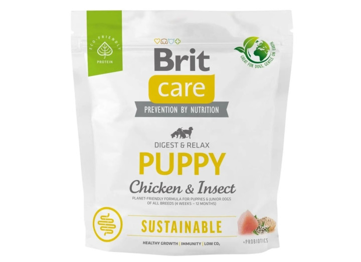 Brit Care Dog Sustainable Puppy Chicken для щенков с курицей и насекомыми 1 кг